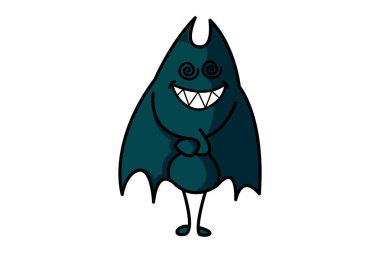 Sevimli yarasa mutlu Vektör karikatür illüstrasyon. Beyaz arka planda yalıtılmış. 