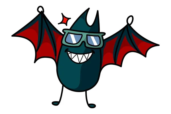 Illustration Vectorielle Chauve Souris Mignonne Portant Des Lunettes Isolé Sur — Image vectorielle