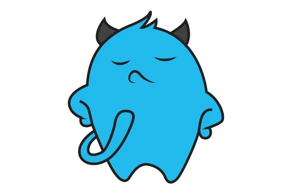 Vector Ilustración Dibujos Animados Monstruo Azul Triste Aislado Sobre Fondo — Vector de stock