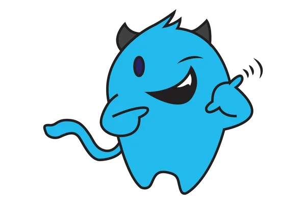 Vectorillustratie Cartoon Van Blauwe Monster Winking Oog Geïsoleerd Witte Achtergrond — Stockvector