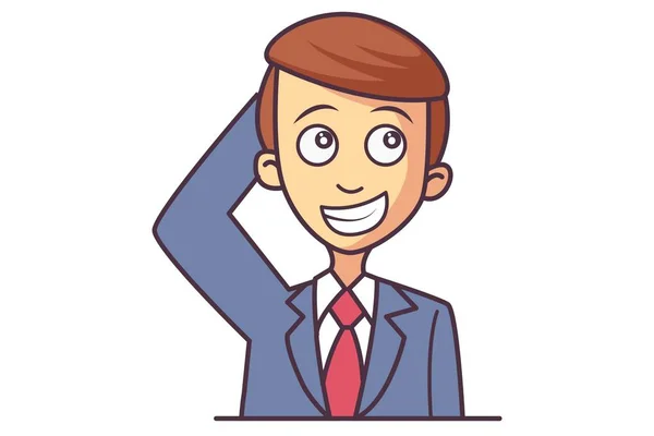 Vektor Cartoon Illustration Des Niedlichen Geschäftsmannes Junge Seine Hand Auf — Stockvektor