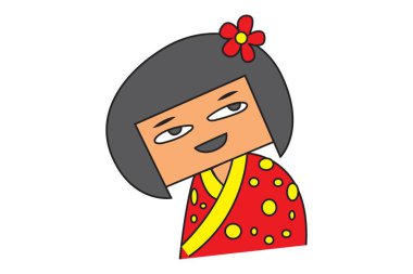 Vektör karikatür çizim şirin Çinli kız. Beyaz arka plan üzerinde izole.