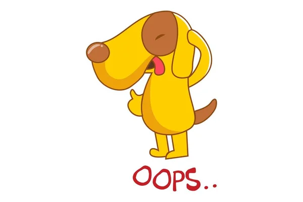 向量动画片可爱的狗的例证说 Oops 隔离在白色背景上 — 图库矢量图片
