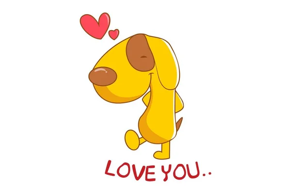 Vektor Cartoon Illustration Von Niedlichen Hund Sagen Liebe Dich Isoliert — Stockvektor