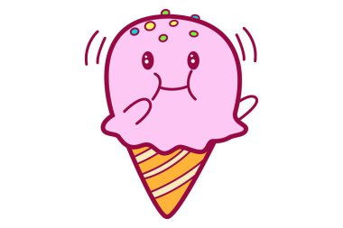 Dondurma yaramaz ifade vektör karikatür çizim. Beyaz arka plan üzerinde izole.