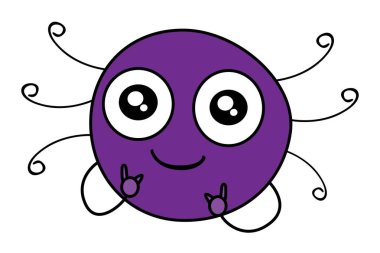 Sevimli örümcek gülümseyen vektör karikatür örnektir. Beyaz arka plan üzerinde izole.