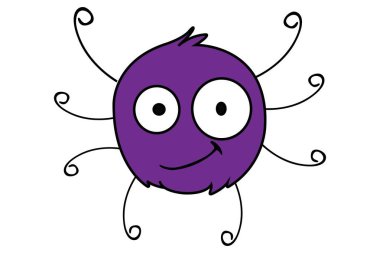 Sevimli örümcek mutlu vektör karikatür çizim. Beyaz arka plan üzerinde izole.