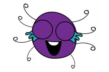 Mutluluk gözyaşları ile vektör karikatür çizim sevimli örümcek. Beyaz arka plan üzerinde izole.