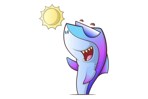 Ilustración Dibujos Animados Vectorial Tiburón Lindo Con Gafas Aislado Sobre — Vector de stock