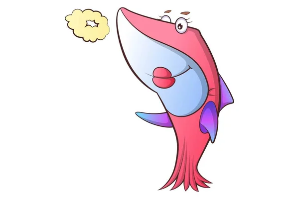 Ilustración Dibujos Animados Vectorial Tiburón Lindo Con Puchero Aislado Sobre — Vector de stock