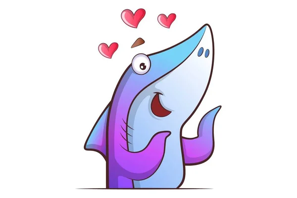 Ilustración Dibujos Animados Vectoriales Del Lindo Baile Tiburones Aislado Sobre — Vector de stock