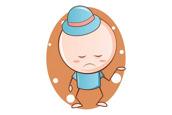 ベクトル漫画のイラスト かわいいサルダール赤ちゃんは悲しそうな顔で立っています 白い背景に分離 — ストックベクタ