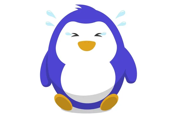 Vektorové Ilustrace Kreslené Roztomilý Tučňák Pláče Izolované Bílém Pozadí — Stockový vektor