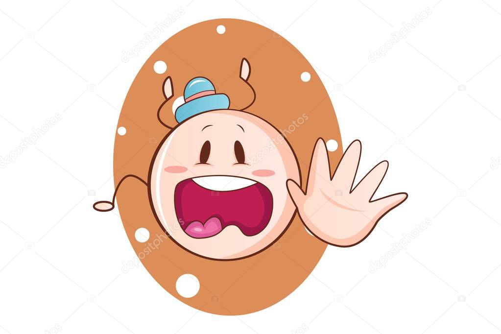 Vector cartoon illustration of cute sardar baby falling down on floor. Isolated on white background.
