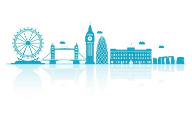 Vektör çizim. Londra manzarası detaylı siluet.