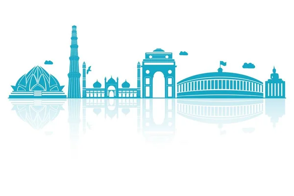 Illustration Vectorielle Delhi Silhouette Détaillée — Image vectorielle