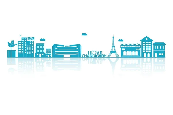 Ilustración Vectorial Skyline Chandigarh Silueta Detallada — Vector de stock