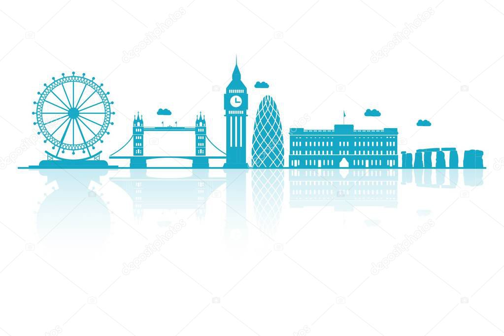 Vector illustration. London skyline detailed silhouette.