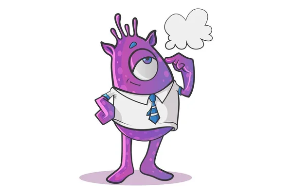 Illustration Vectorielle Pensée Professional Purple Monster Isolé Sur Fond Blanc — Image vectorielle
