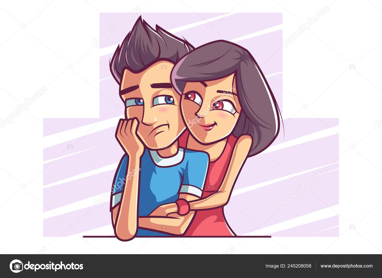 Cute Girl Holding Boy Vector Cartoon Illustration Isolated White Background  Stock Vector Image by ©F1Digitals #245208058