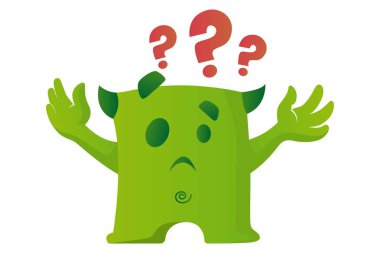 Sevimli yeşil canavar karıştırılır. Vektör çizim. Beyaz arka plan üzerinde izole.