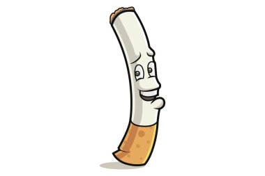 Vektör karikatür çizim sigara mutludur. Beyaz arka plan üzerinde izole.