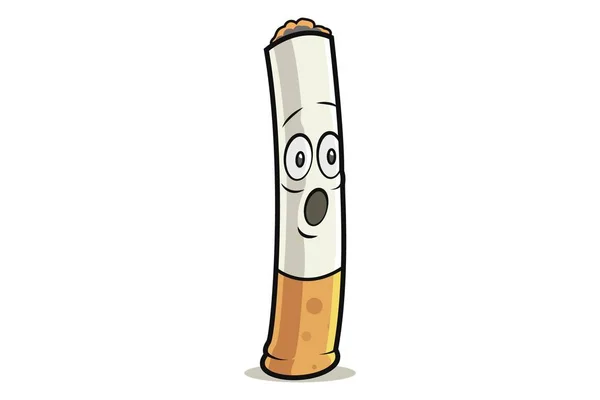 Ilustración Dibujos Animados Vectoriales Del Cigarrillo Sorprende Aislado Sobre Fondo — Vector de stock