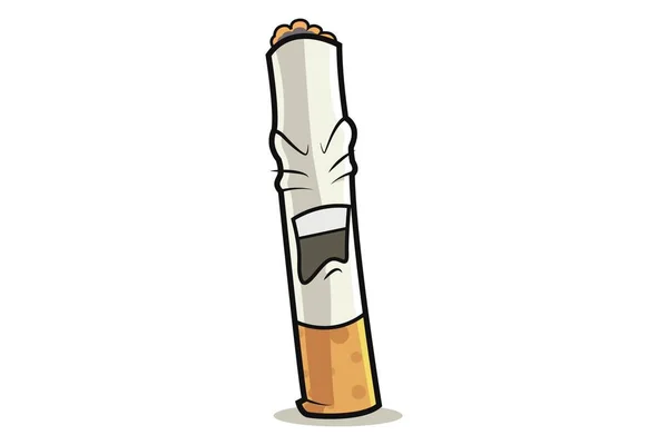 タバコのベクトル漫画イラストは悲しいです 白い背景に分離 — ストックベクタ