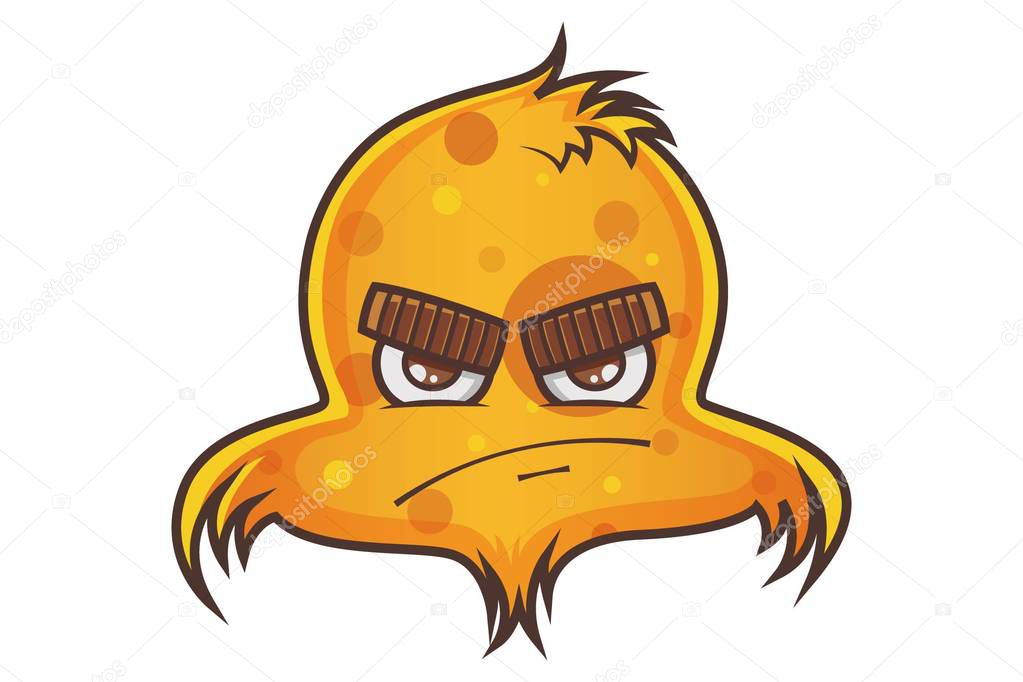 Vector cartoon illustration of cute bird emoji is angry .Isolated on white background.