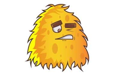 Vektör karikatür çizim. Sevimli sarı canavar göz kırpıyor. Beyaz arka plan üzerinde izole.