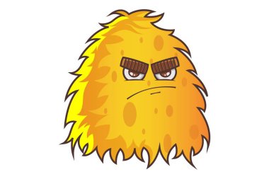 Vektör karikatür çizim. Sevimli sarı kızgın canavardır. Beyaz arka plan üzerinde izole.