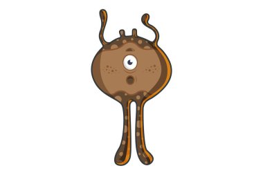 Vektör karikatür çizim kahverengi canavar şok etmişti. Beyaz arka plan üzerinde izole.