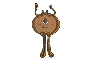 Vektör karikatür çizim kahverengi canavar üzgün. Beyaz arka plan üzerinde izole.