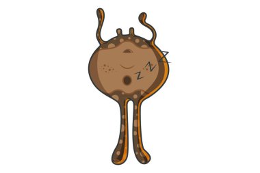 Vektör karikatür çizim kahverengi canavar uyuyor. Beyaz arka plan üzerinde izole.