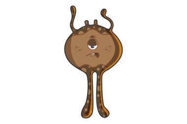 Vektör karikatür çizim kahverengi canavar üzgün. Beyaz arka plan üzerinde izole.