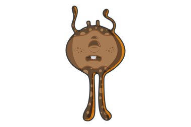 Vektör karikatür çizim kahverengi canavar üzücü. Beyaz arka plan üzerinde izole.