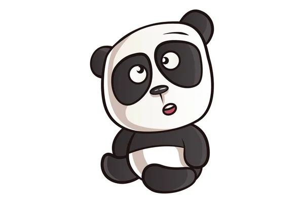 矢量卡通插图可爱的熊猫正在思考 隔离在白色背景 — 图库矢量图片