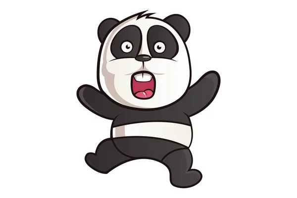 向量动画片例证 可爱的熊猫很害怕 隔离在白色背景 — 图库矢量图片