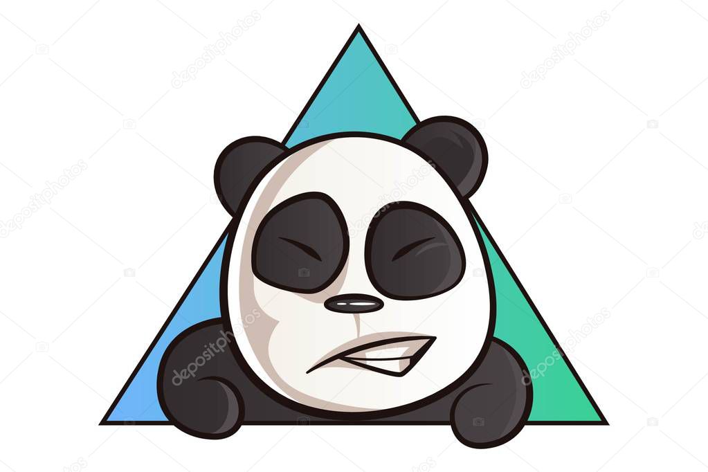 Vector cartoon illustration. Cute panda is grinning. Isolated On white background.