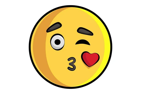 Cartoon Vectorillustratie Van Leuke Smiley Emoji Het Geven Van Liefdevolle — Stockvector