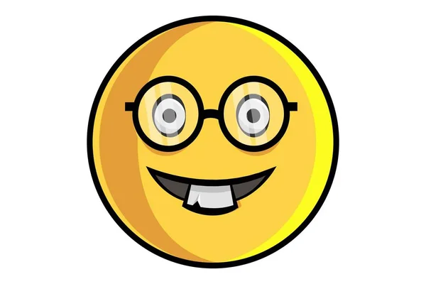 Vektor Cartoon Illustration Von Niedlichen Smiley Emojis Mit Brille Isoliert — Stockvektor