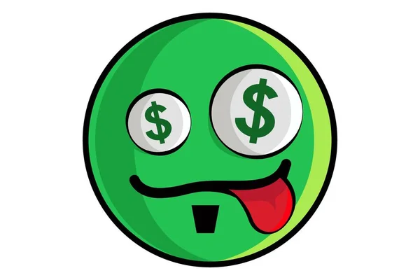 Διάνυσμα Καρτούν Εικονογράφηση Χαριτωμένο Πράσινο Smiley Emoji Απομονωμένα Λευκό Φόντο — Διανυσματικό Αρχείο