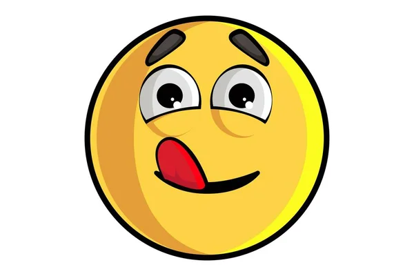 Vektor Cartoon Illustration Des Niedlichen Smiley Emojis Zeigt Zunge Isoliert — Stockvektor