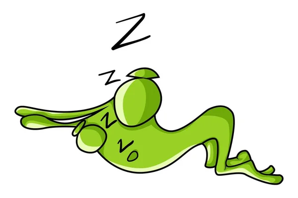 Vector Cartoon Illustration Cute Green Monster Sleeping Isolated White Background — Stock Vector