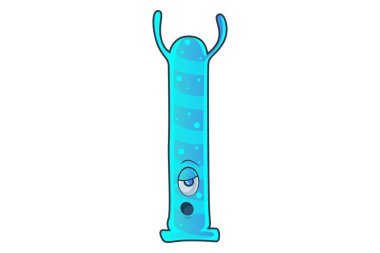 Şirin mavi canavar vektör karikatür çizim hayrete düşürdü. Beyaz arka plan üzerinde izole.