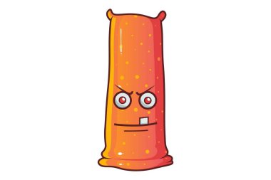Sevimli portakal monster vektör karikatür çizim. Beyaz arka plan üzerinde izole.