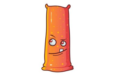 Sevimli portakal monster vektör karikatür çizim. Beyaz arka plan üzerinde izole.
