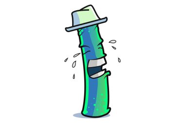 Sevimli karakter ağlama çizgi film illüstrasyon vektör. Beyaz arka plan üzerinde izole.