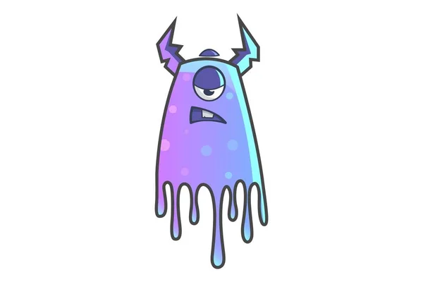 Ilustración Dibujos Animados Vectorial Monstruo Púrpura Lindo Enojado Aislado Sobre — Vector de stock