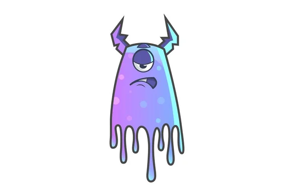 Ilustración Dibujos Animados Vectorial Monstruo Púrpura Lindo Irritado Aislado Sobre — Vector de stock